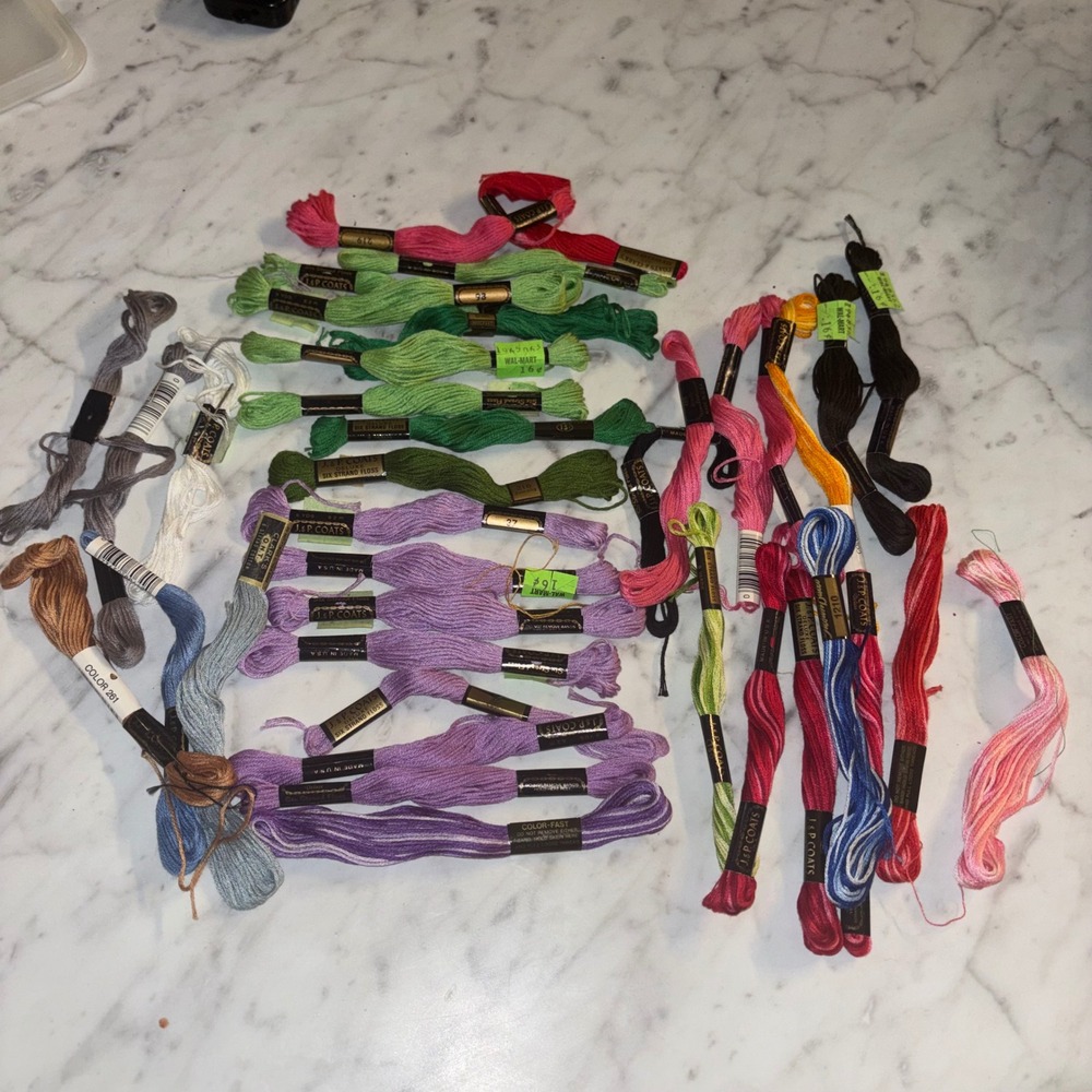 Vintage JP Coats Clark's ONT Embroidery Floss Lot Assorted Colors Cotton 30+ Pc
